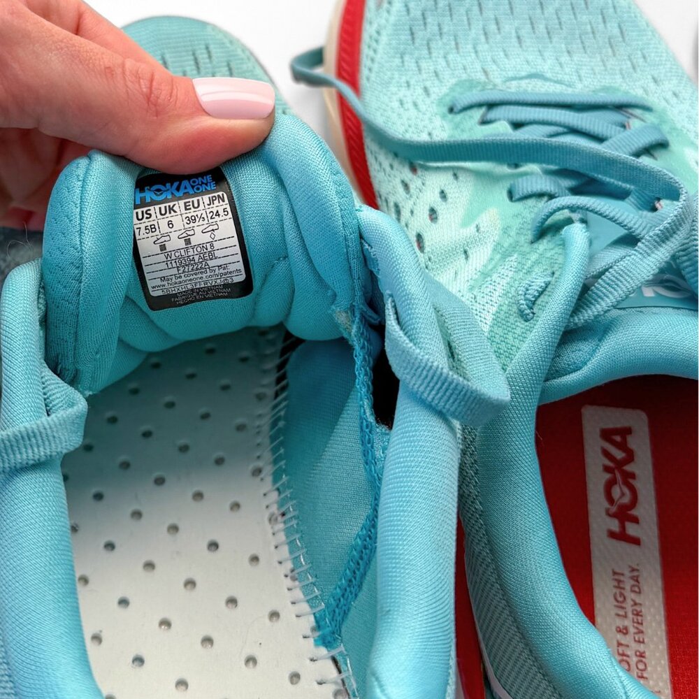 Hoka Women's Clifton 8 Running Shoes in Aquarelle/Eggshell Blue Turquoise 7.5 - Picture 7 of 12